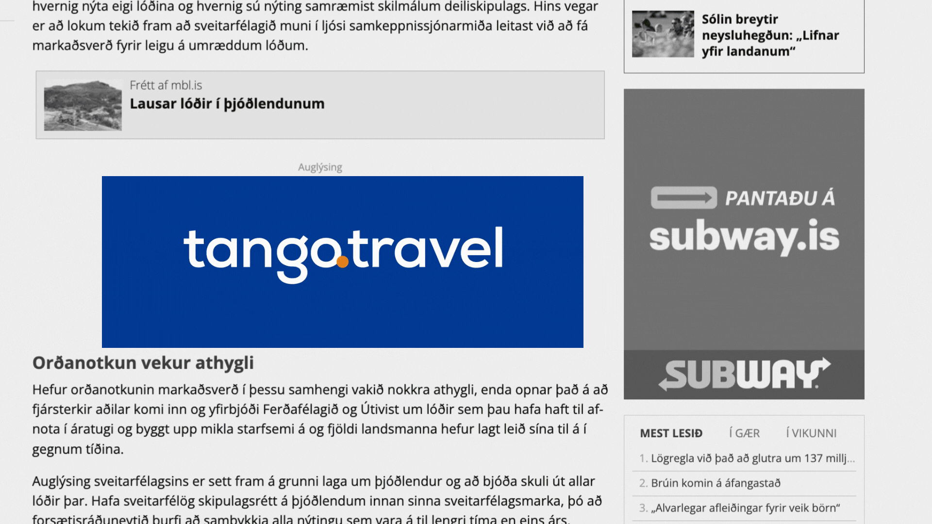 Tango Travel - Vefborði skissur (1)